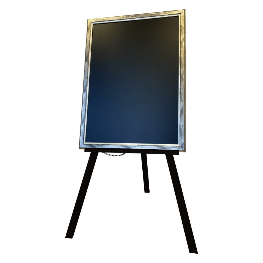 Silver Chalkboard with Black Easel
