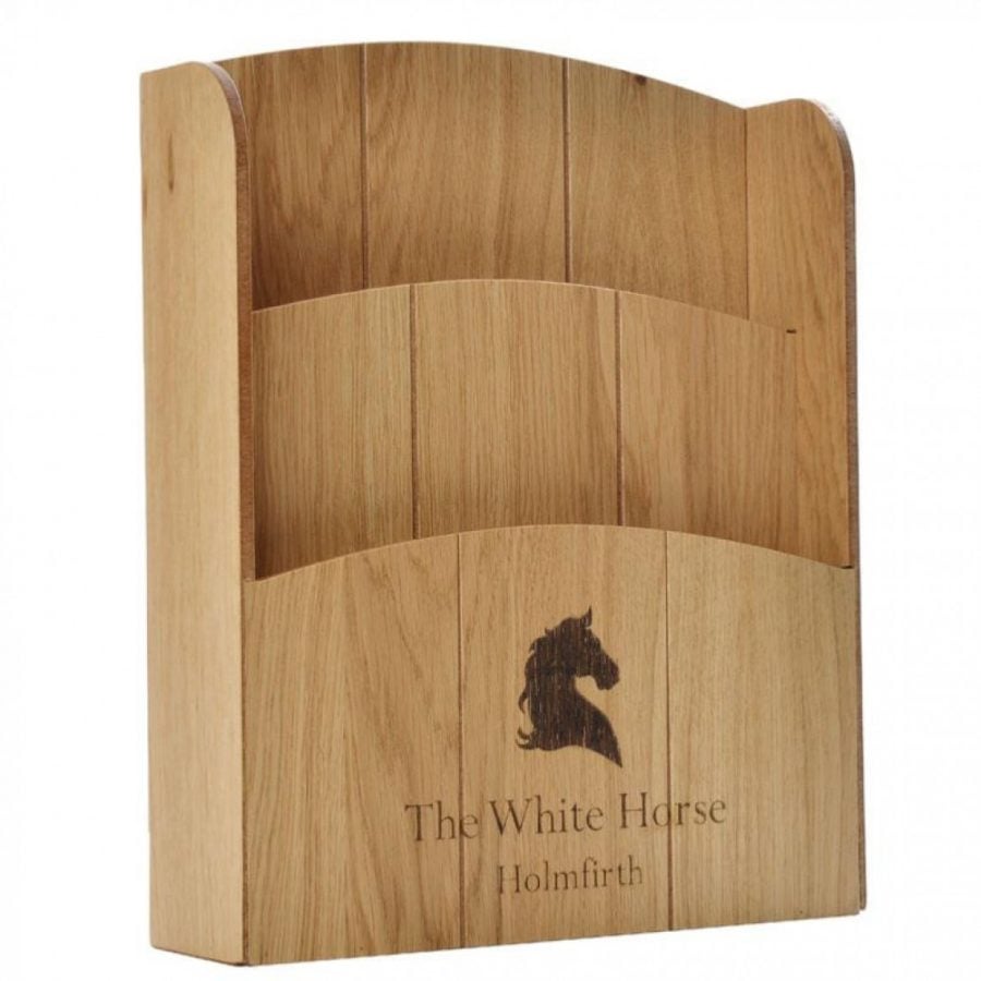 box tiered wooden menu holder