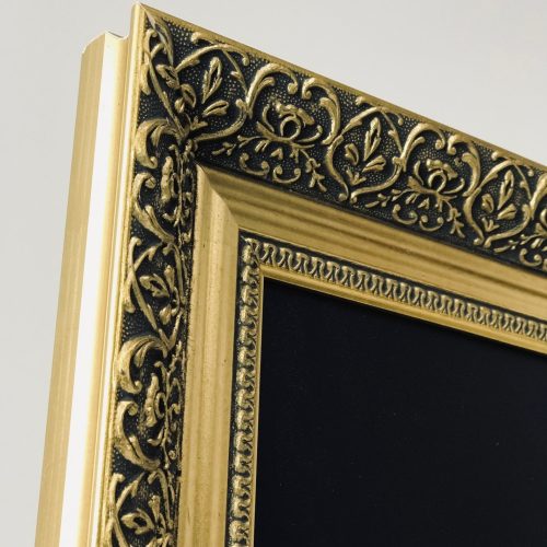 gold ornate framed chalkboard