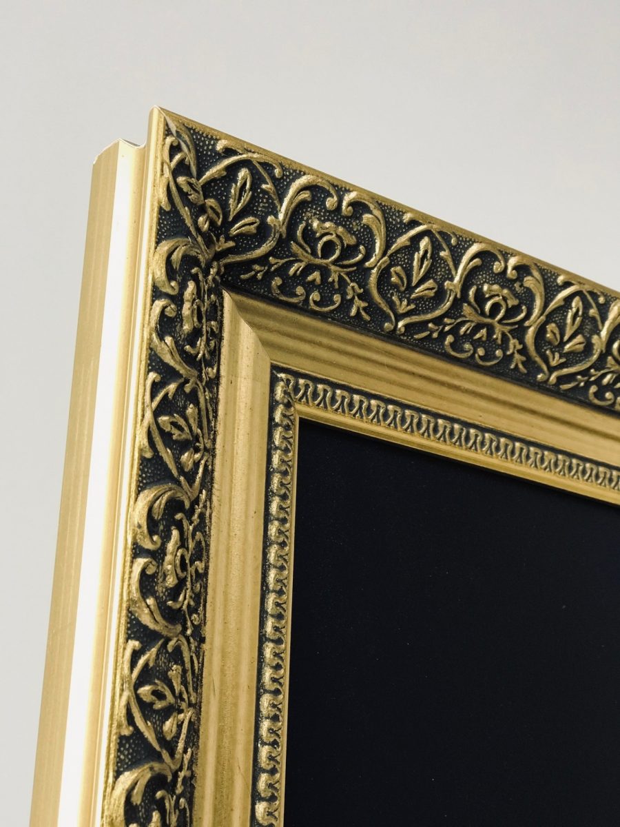 gold ornate framed chalkboard