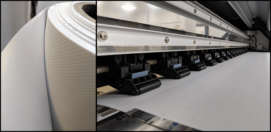 large formar printing pvc closeup of printer