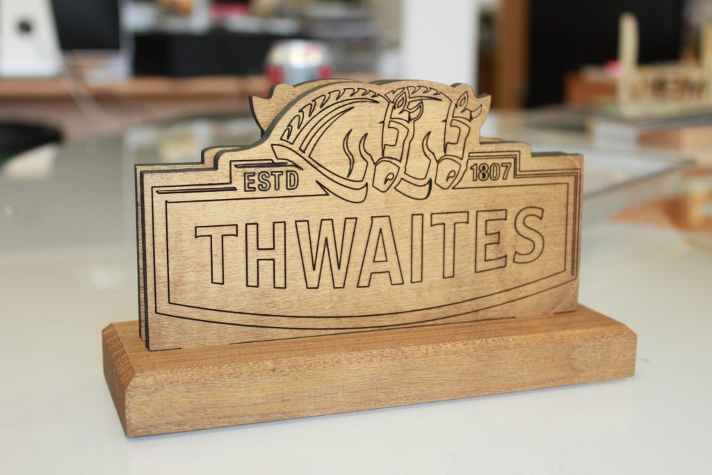 laser engraving thwaites logo