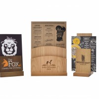 range of wooden menu holders