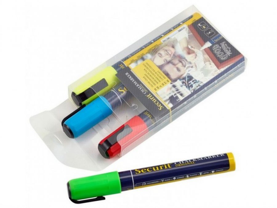 securit medium chalk marker pack of 4 primary colours 1