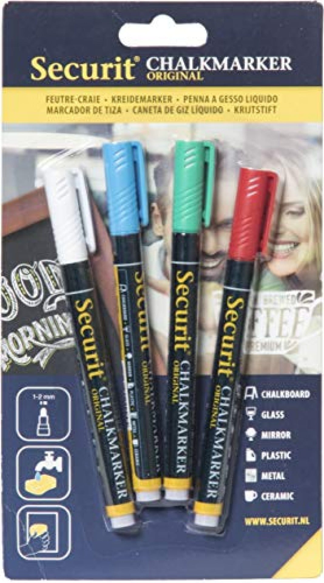 Securit® Small Chalk Marker Pack of 4 Colours Majisign