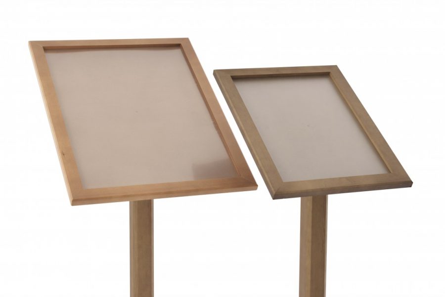 wooden poster case menu lectern