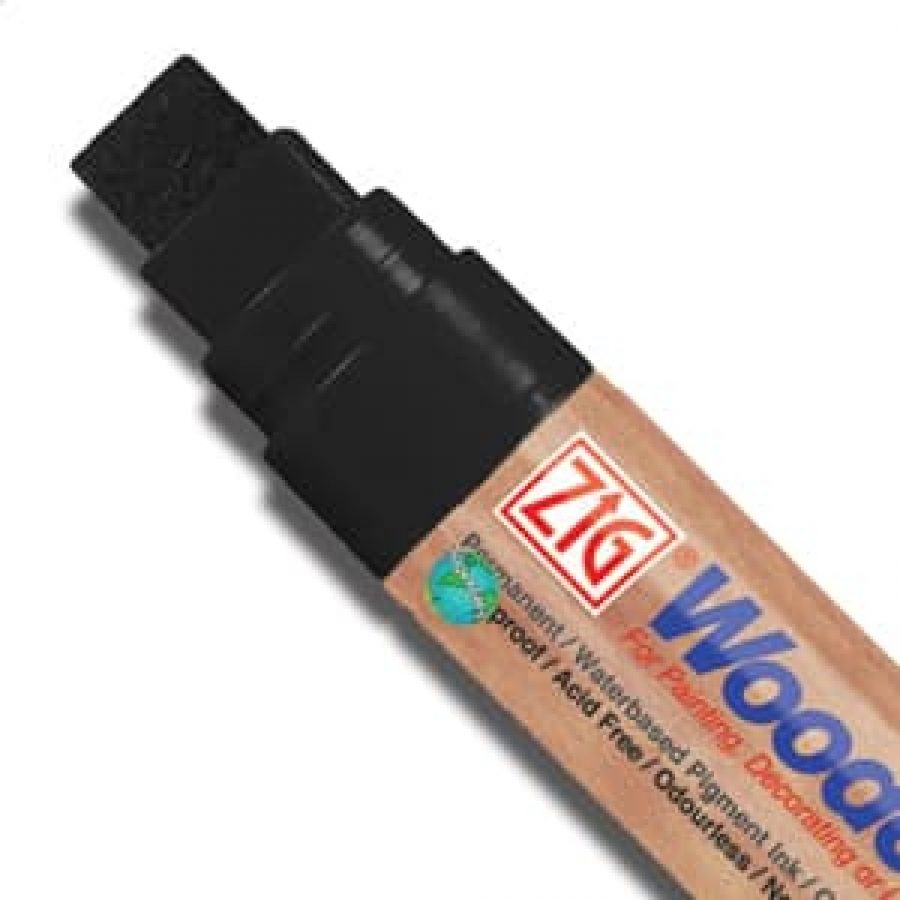Zig Woodcraft Broad Tip Black Waterproof Marker Majisign